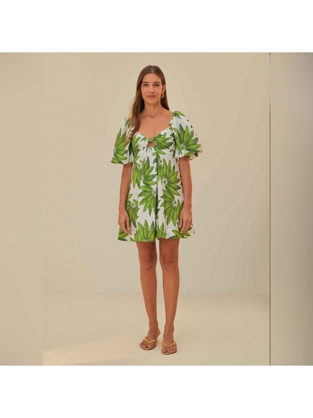 Farm Rio Off-White Palms Fan Mini Dress - Picture 2 of 7